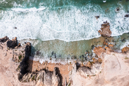 Sea landscape, rocky ocean coast, coast of France near Quiberon.の写真素材