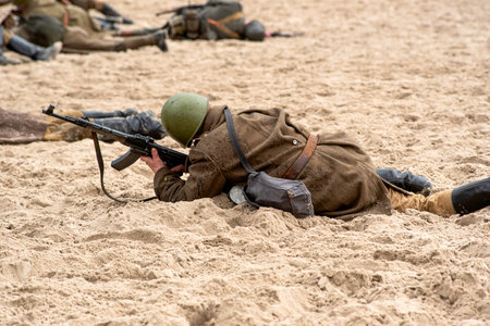 Historical reconstruction of the Battle of Kolobrzeg in Poland during World War II.