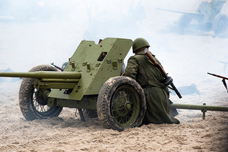 Historical reconstruction of the Battle of Kolobrzeg in Poland during World War II.