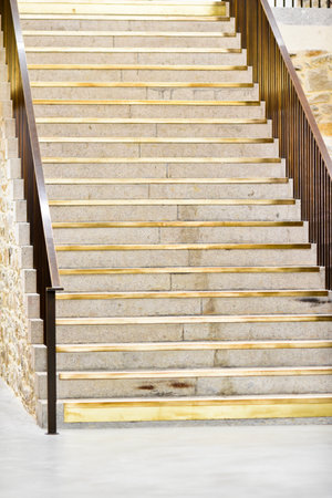 Beautiful and elegant stairs inside the building, with gilding and marble.の写真素材