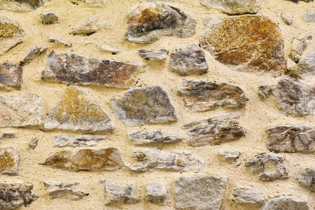 Stone wall texture, ancient building method.