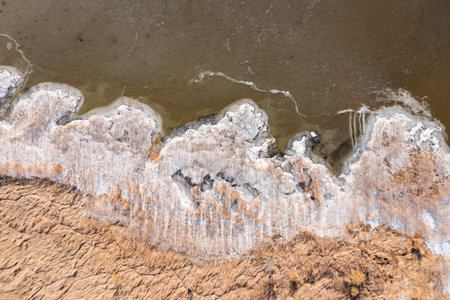 Beautiful natural landscapes from a drone. Frozen Lake Dabie in Poland.