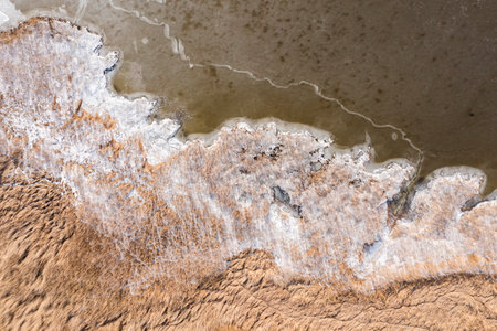 Beautiful natural landscapes from a drone. Frozen Lake Dabie.