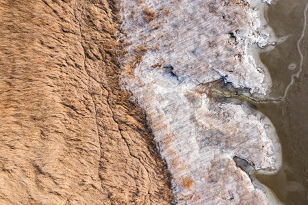 Beautiful natural landscapes from a drone. Frozen Lake Dabie in Poland.の写真素材