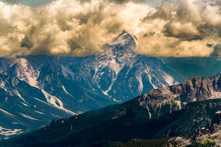Beautiful mountain landscape. View of the Italian Dolomites in South Tyrol, included on the UNESCO list.の写真素材