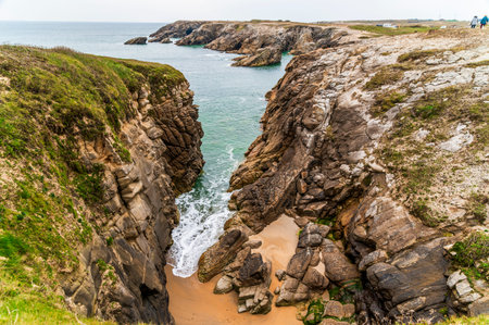 Sea landscape, rocky ocean coast, coast of France near Quiberon.