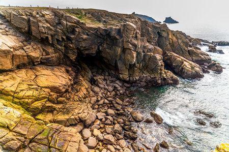 Sea landscape, rocky ocean coast, coast of France near Quiberon.