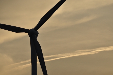 Windmill, production of green energy  Masts with bladesの写真素材
