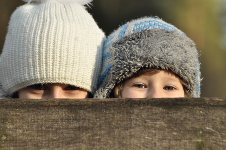 Boy, girl. Joyful siblings. Fun.の写真素材