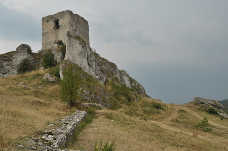 Castle in Olsztyn. Poland. Walls, towers and the ruins of the royal castle.の写真素材