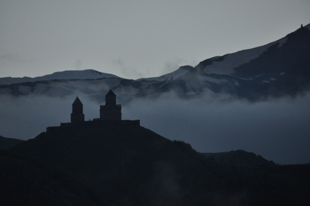 Church of the Holy Trinity, the business card of Georgia in the mountains at the foot of the Caucasus.の写真素材