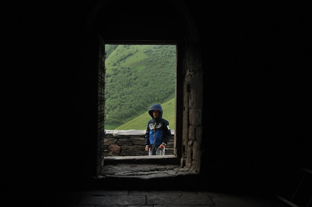 Church of the Holy Trinity, the business card of Georgia in the mountains at the foot of the...