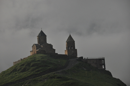Church of the Holy Trinity, the business card of Georgia in the mountains at the foot of the...