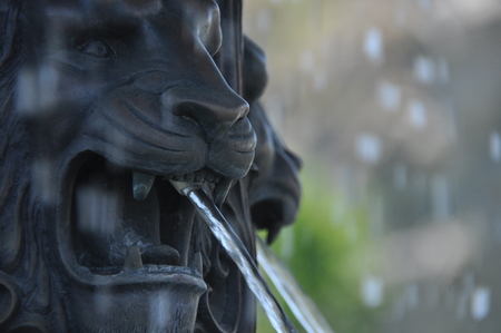 Fountain in the shape of a lion's head at Rabati Castle in Georgia.の写真素材