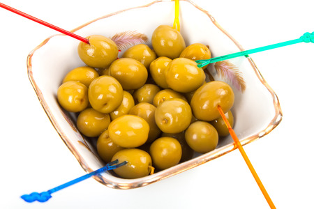 Italian olive in plateの写真素材