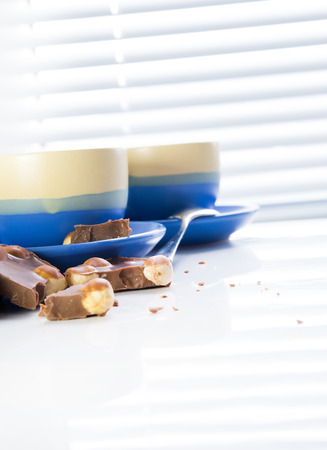 hot coffee and cookies in morning. Soft vintage colorsの写真素材