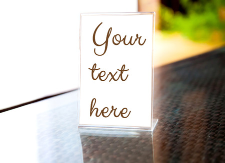(empty) Reserved sign on table in restaurantの写真素材