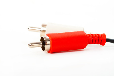 Video and audio jack cable isolated on a white の写真素材