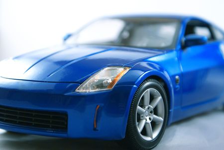Blue sports car.       