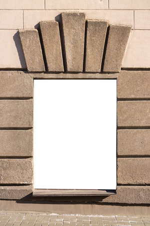 Elements of architecture of buildings, ancient arches, columns, windows and apertures. On the streets in Minsk, public places.の写真素材