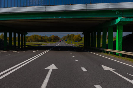 Highway road and bridges on a summer sunny day