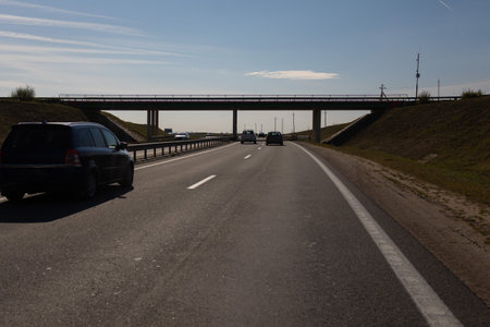 Highway road and bridges on a summer sunny day