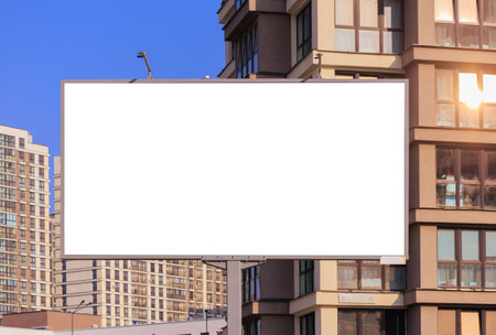 Background for design, billboards on city streets and along roadsの写真素材