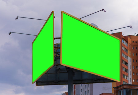 Background for design, billboards on city streets and along roadsの写真素材