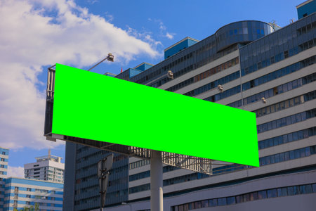 Background for design, billboards on city streets and along roadsの写真素材
