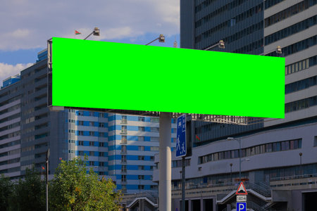 Background for design, billboards on city streets and along roadsの写真素材