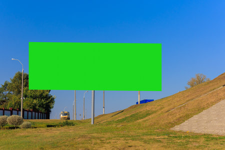 Background for design, billboards on city streets and along roads in the summer dayの写真素材