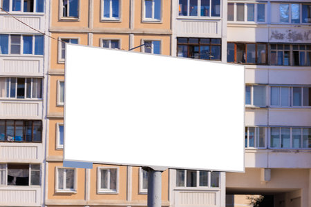 Background for design, billboards on city streets and along roads in the summer dayの写真素材