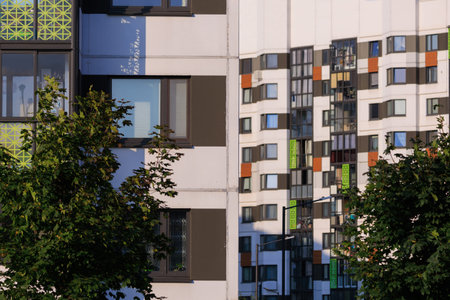 Cityscape, modern buildings on a summer day