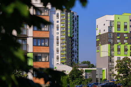 Cityscape, modern buildings on a summer dayの写真素材