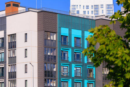 Cityscape, modern buildings on a summer day