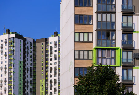 Cityscape, modern buildings on a summer dayの写真素材