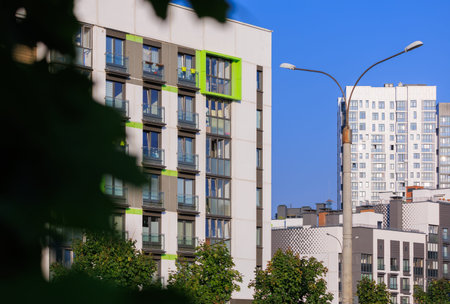Cityscape, modern buildings on a summer day