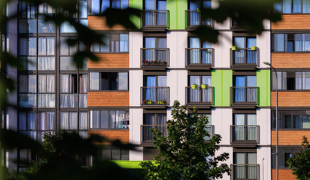 Cityscape, modern buildings on a summer day