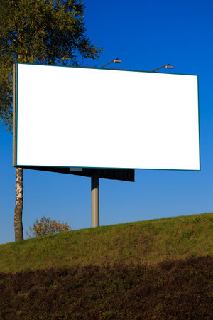 Background for design, billboards on city streets and along roads in the summer dayの写真素材