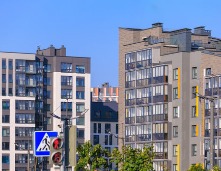 Cityscape, modern buildings on a summer dayの写真素材