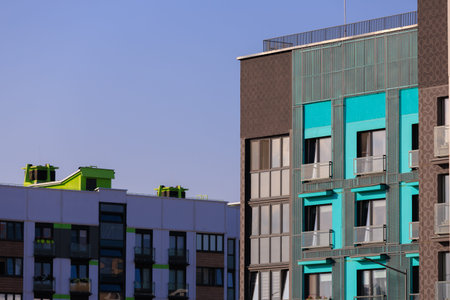 City view, modern buildings and skyscrapers against the blue sky.の写真素材