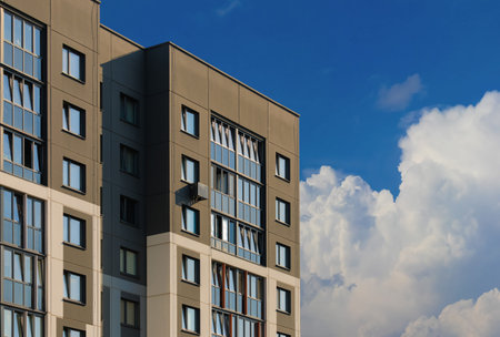 Cityscape, modern buildings on a summer day