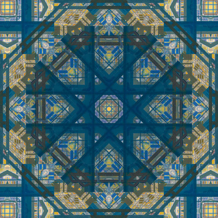Abstract pattern, multi-colored kaleidoscope from photos modern buildings and houses