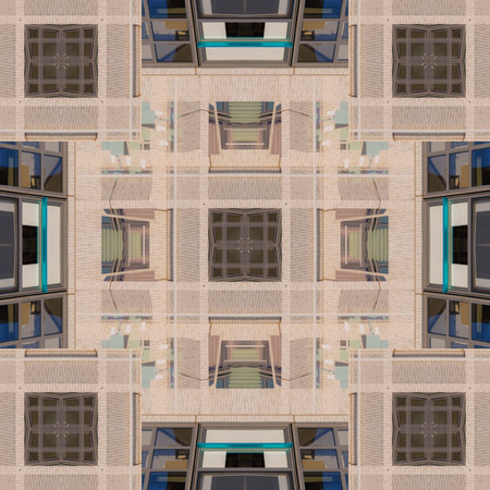 Abstract pattern, multi-colored kaleidoscope from photos modern buildings and houses