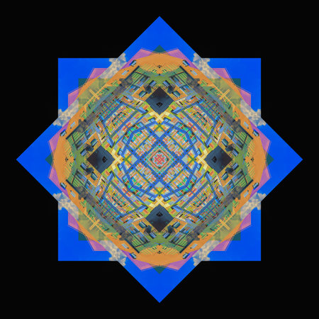 Abstract pattern, multi-colored kaleidoscope from photos modern buildings and houses