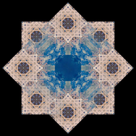 Abstract pattern, multi-colored kaleidoscope from photos modern buildings and houses