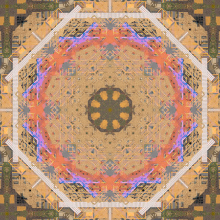 Abstract pattern, multi-colored kaleidoscope from photos modern buildings and houses