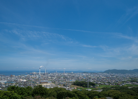 Cityscape and Seto Inland Sea (Shikoku Chuo City, Ehime Prefecture)のeditorial素材