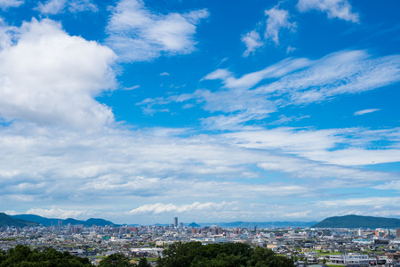 Summer clouds. Takamatsu cityscape in Kagawa Prefectureのeditorial素材