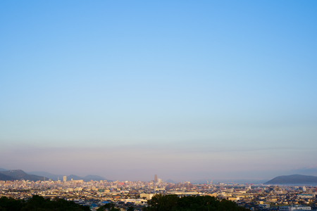 Takamatsu cityscape in Kagawa Prefecture after sunriseのeditorial素材